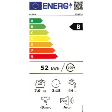 Robin Πλυντήριο Ρούχων 7kg 1200 Στροφών RT-1074 Robin Πλυντήριο Ρούχων 7kg 1200 Στροφών RT-1074